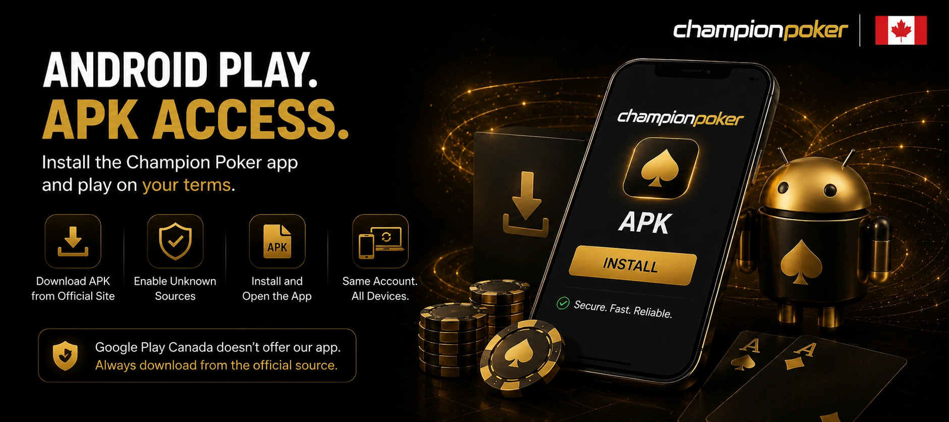Champion Poker Canada Android APK installation for mobile poker play