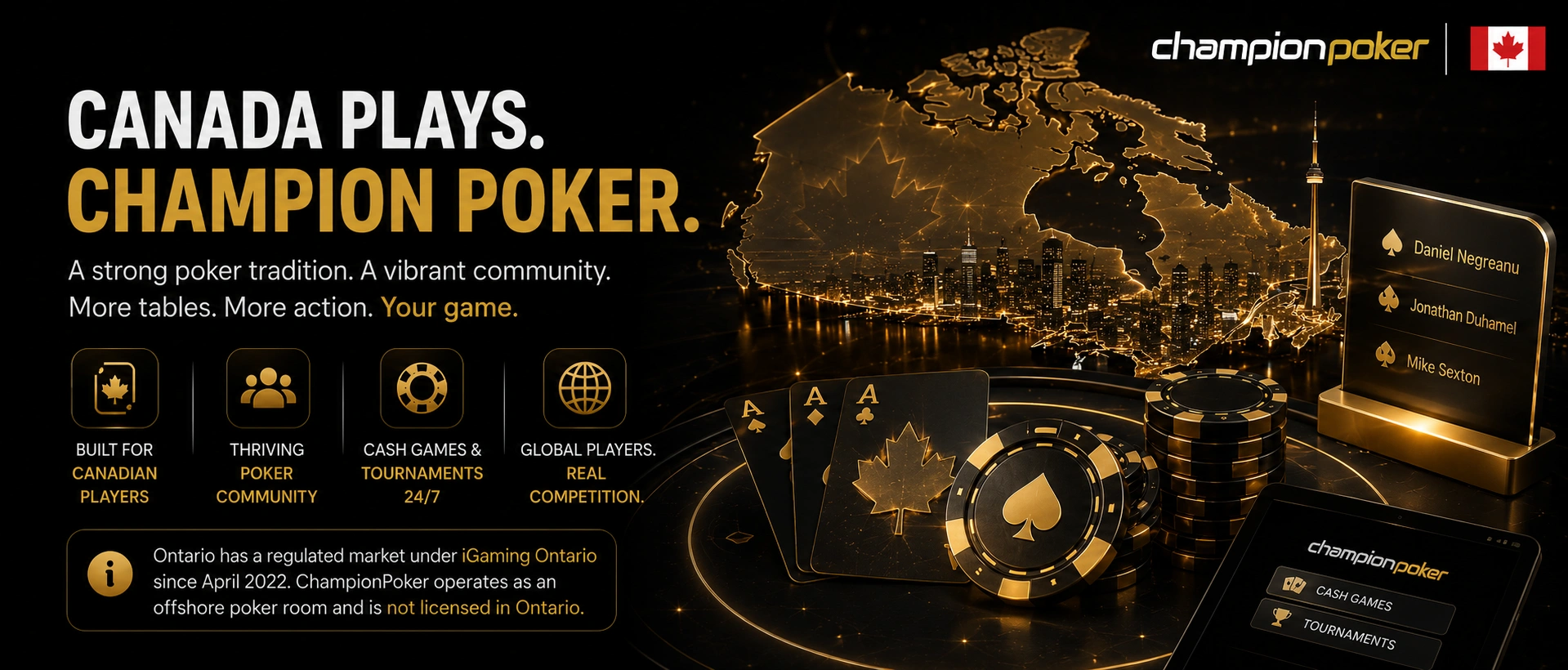 Canadian players explore every Champion Poker game format in one lobby
